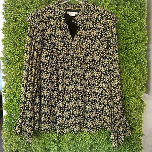 Boden Floral Ruffle Long Sleeve Blouse